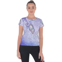 Wonderful Butterlies With Flowers Short Sleeve Sports Top  by FantasyWorld7