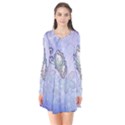 Wonderful Butterlies With Flowers Long Sleeve V-neck Flare Dress View1