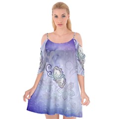 Wonderful Butterlies With Flowers Cutout Spaghetti Strap Chiffon Dress by FantasyWorld7