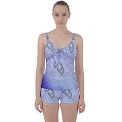 Wonderful Butterlies With Flowers Tie Front Two Piece Tankini by FantasyWorld7