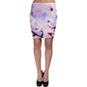 Pink Sakura Purple Background Bodycon Skirt View1