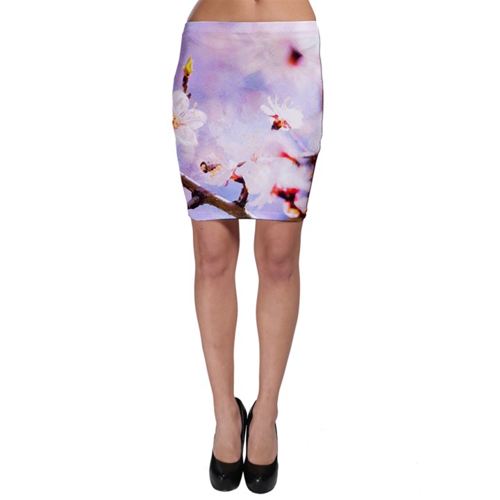 Pink Sakura Purple Background Bodycon Skirt