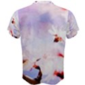 Pink Sakura Purple Background Men s Cotton Tee View2