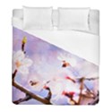 Pink Sakura Purple Background Duvet Cover (Full/ Double Size) View1