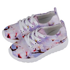 Pink Sakura Purple Background Kids  Lightweight Sports Shoes by FunnyCow