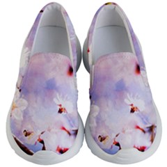 Pink Sakura Purple Background Kid s Lightweight Slip Ons by FunnyCow