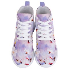 Pink Sakura Purple Background Women s Lightweight High Top Sneakers by FunnyCow