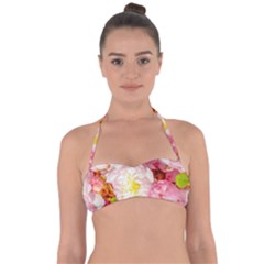 Pink Flowering Almond Flowers Halter Bandeau Bikini Top by FunnyCow