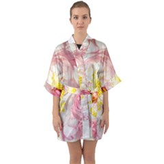 Pink Flowering Almond Flowers Quarter Sleeve Kimono Robe by FunnyCow