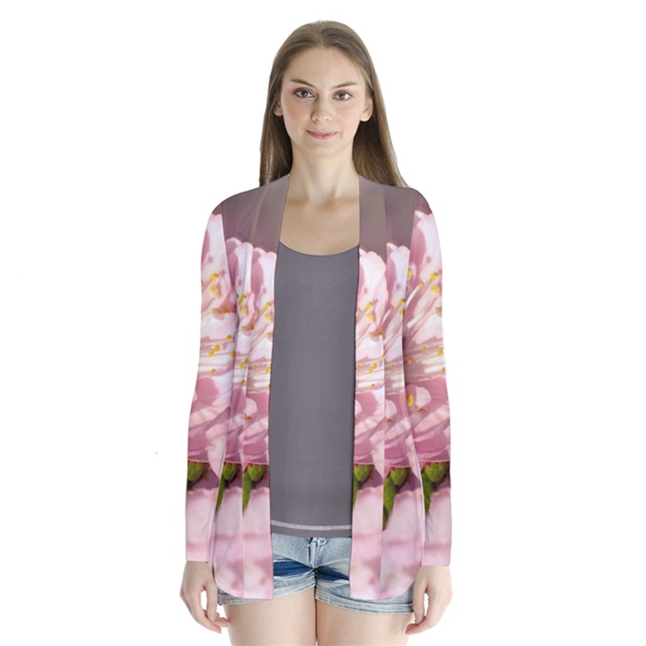 Beautiful Flowering Almond Drape Collar Cardigan