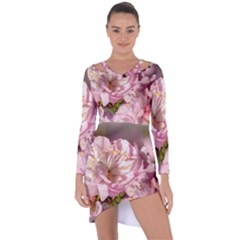 Beautiful Flowering Almond Asymmetric Cut-out Shift Dress by FunnyCow