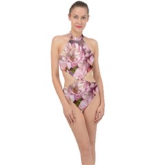 Beautiful Flowering Almond Halter Side Cut Swimsuit by FunnyCow