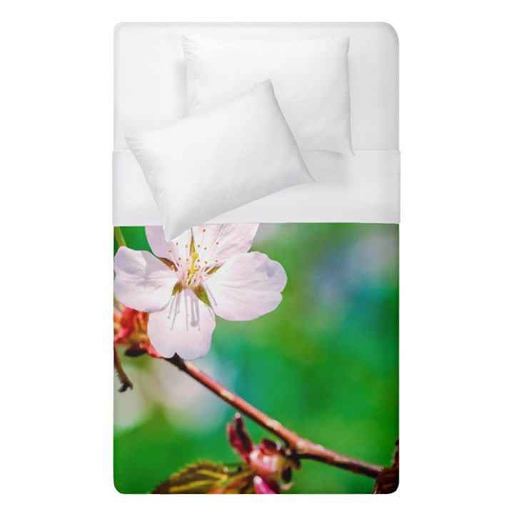 Sakura Flowers On Green Duvet Cover (Single Size)