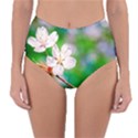 Sakura Flowers On Green Reversible High-Waist Bikini Bottoms View1