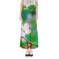 Sakura Flowers On Green Full Length Maxi Skirt by FunnyCow