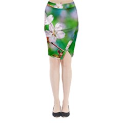 Sakura Flowers On Green Midi Wrap Pencil Skirt by FunnyCow