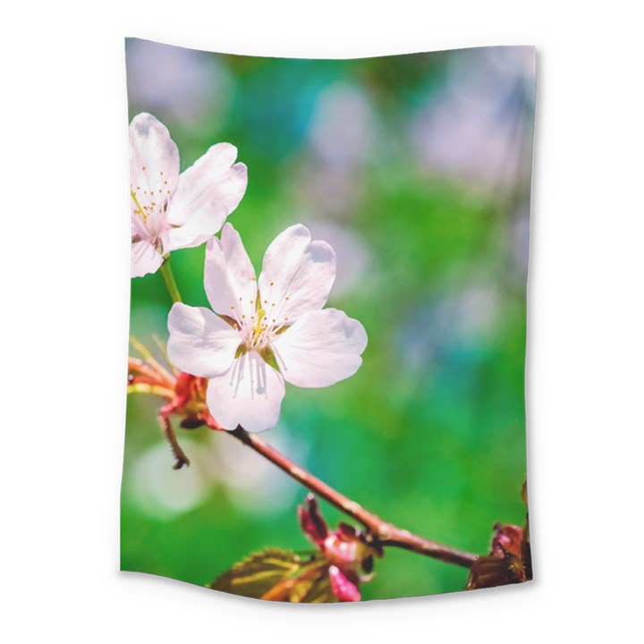 Sakura Flowers On Green Medium Tapestry