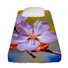 Sakura Flowers On Yellow Fitted Sheet (single Size) by FunnyCow