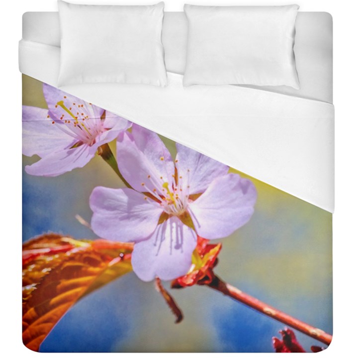 Sakura Flowers On Yellow Duvet Cover (King Size)