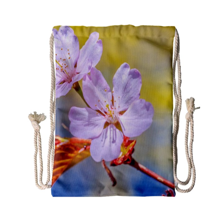 Sakura Flowers On Yellow Drawstring Bag (Small)