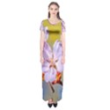 Sakura Flowers On Yellow Short Sleeve Maxi Dress View1