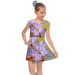 Sakura Flowers On Yellow Kids Cap Sleeve Dress by FunnyCow