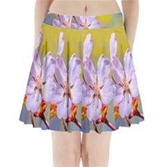 Sakura Flowers On Yellow Pleated Mini Skirt by FunnyCow