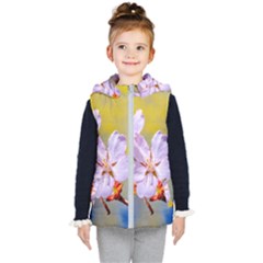 Sakura Flowers On Yellow Kid s Hooded Puffer Vest