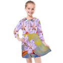 Sakura Flowers On Yellow Kids  Quarter Sleeve Shirt Dress View1