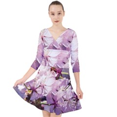 Sakura In The Shade Quarter Sleeve Front Wrap Dress by FunnyCow