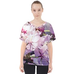 Sakura In The Shade V-neck Dolman Drape Top by FunnyCow