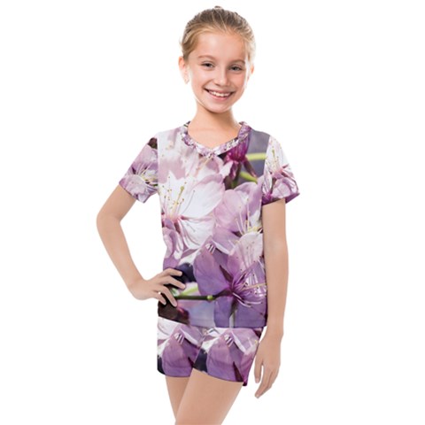 Sakura In The Shade Kids  Mesh Tee And Shorts Set by FunnyCow