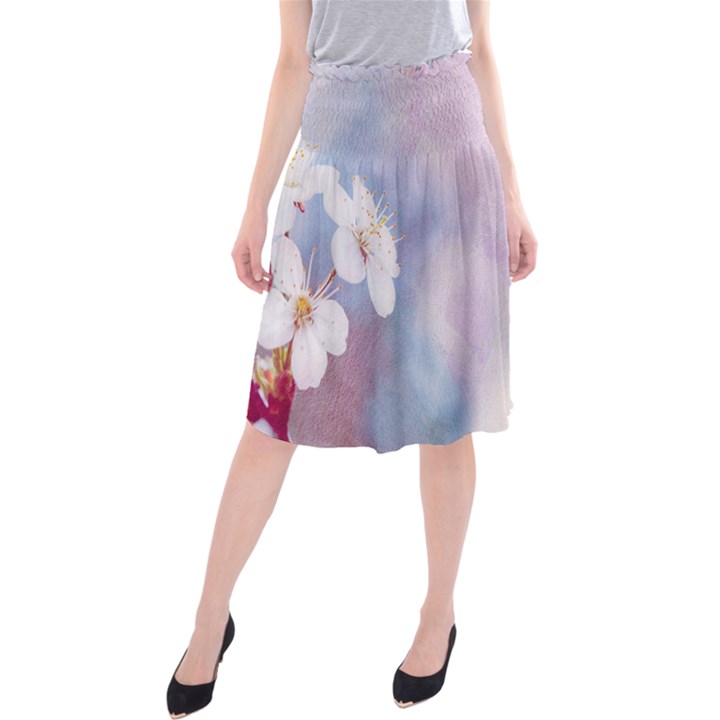 Pink Mist Of Sakura Midi Beach Skirt