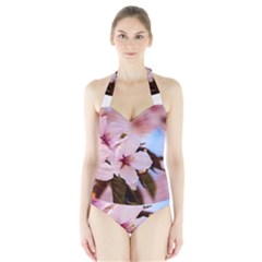 Three Sakura Flowers Halter Swimsuit by FunnyCow