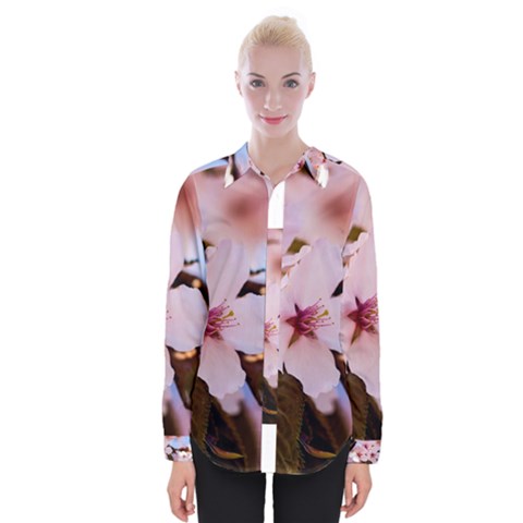 Three Sakura Flowers Womens Long Sleeve Shirt by FunnyCow