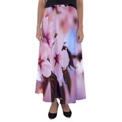 Three Sakura Flowers Flared Maxi Skirt by FunnyCow