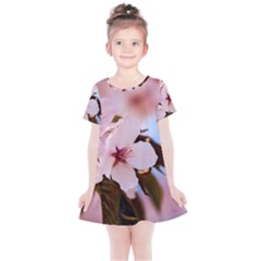 Three Sakura Flowers Kids  Simple Cotton Dress by FunnyCow