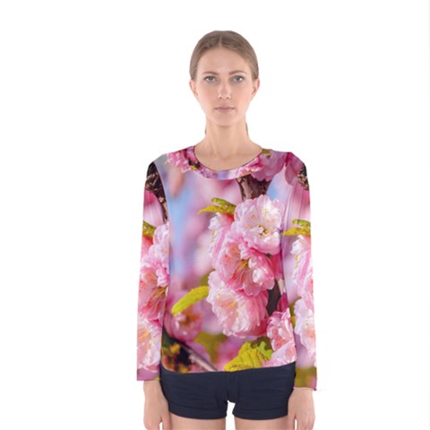 Flowering Almond Flowersg Women s Long Sleeve Tee by FunnyCow