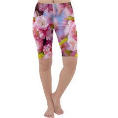 Flowering Almond Flowersg Cropped Leggings  by FunnyCow