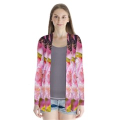 Flowering Almond Flowersg Drape Collar Cardigan by FunnyCow