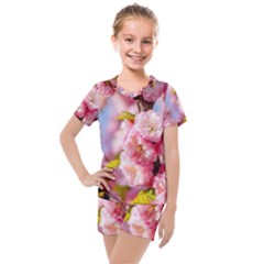 Flowering Almond Flowersg Kids  Mesh Tee And Shorts Set