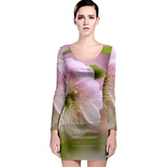 Single Almond Flower Long Sleeve Bodycon Dress by FunnyCow