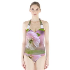 Single Almond Flower Halter Swimsuit by FunnyCow