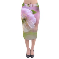 Single Almond Flower Velvet Midi Pencil Skirt by FunnyCow