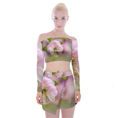 Single Almond Flower Off Shoulder Top With Mini Skirt Set by FunnyCow