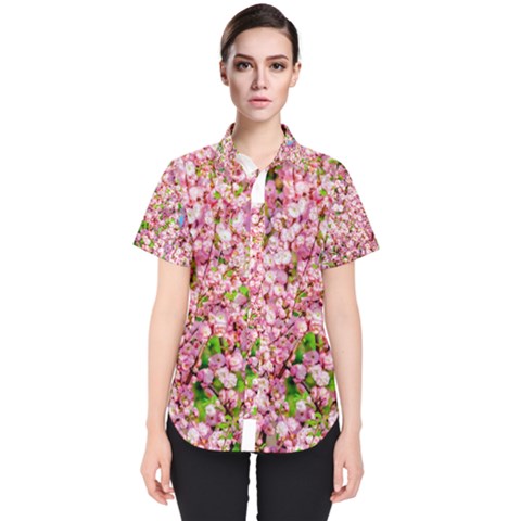 Almond Tree In Bloom Women s Short Sleeve Shirt by FunnyCow