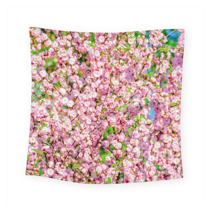 Almond Tree In Bloom Square Tapestry (Small)