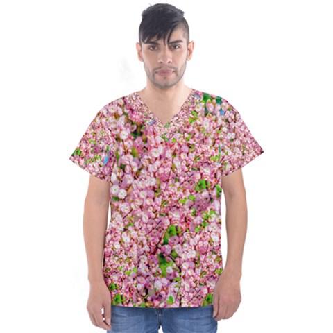 Almond Tree In Bloom Men s V-neck Scrub Top by FunnyCow