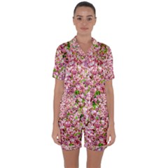 Almond Tree In Bloom Satin Short Sleeve Pyjamas Set by FunnyCow