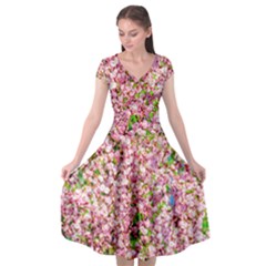 Almond Tree In Bloom Cap Sleeve Wrap Front Dress by FunnyCow